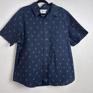 Good fellow & Co Men's Navy Flamingo Print Shirt Size XL Slim